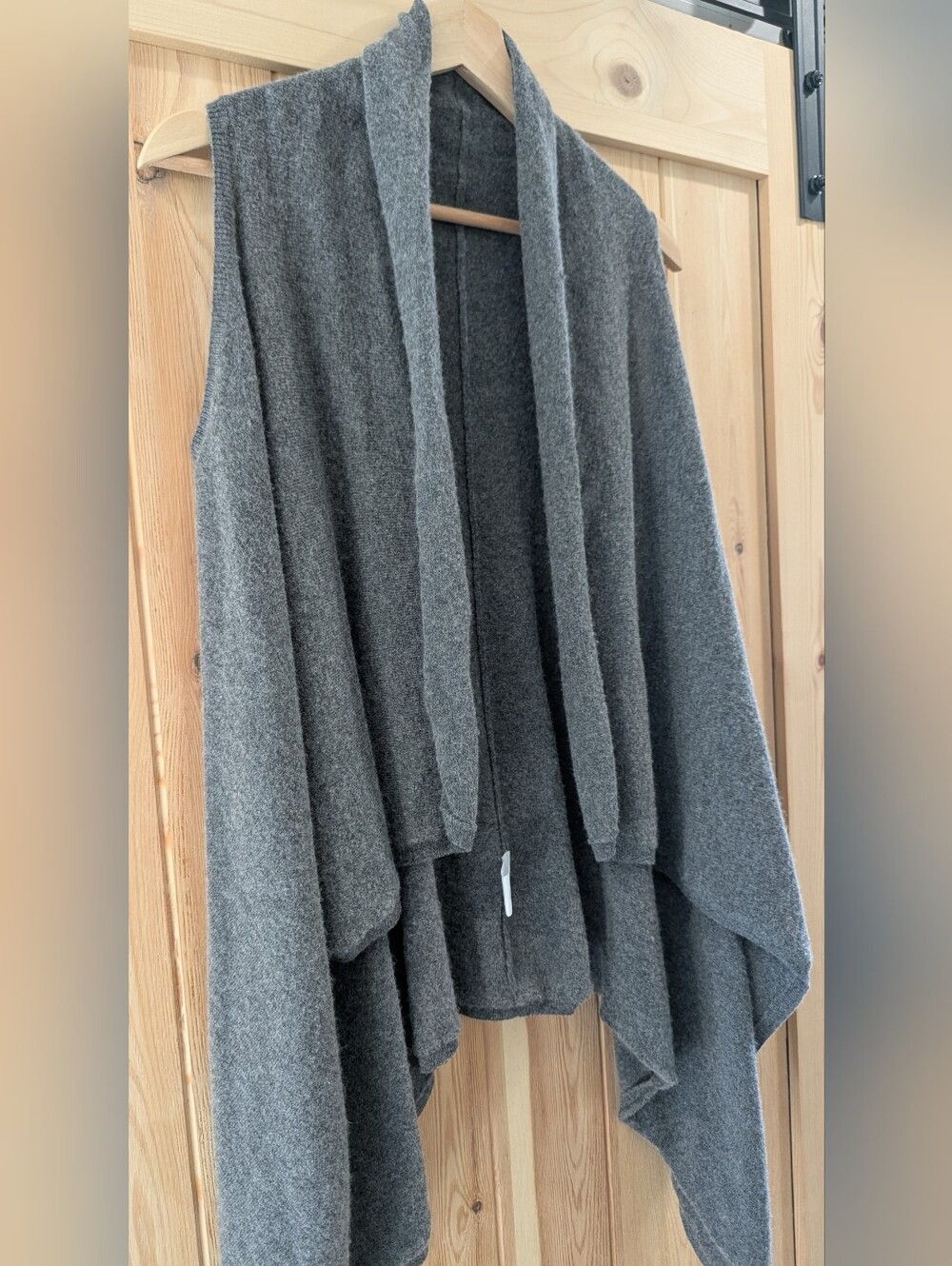 Gray Wool Cashmere Waterfall Vest - Picture 4 of 7